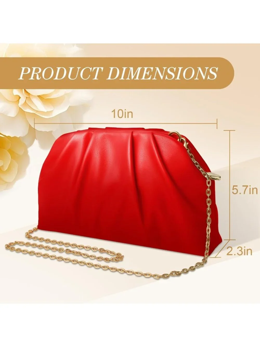 👜 Women's Red Soft Pleated PU Wedding Clutch Elegant Evening Clutch Purse
